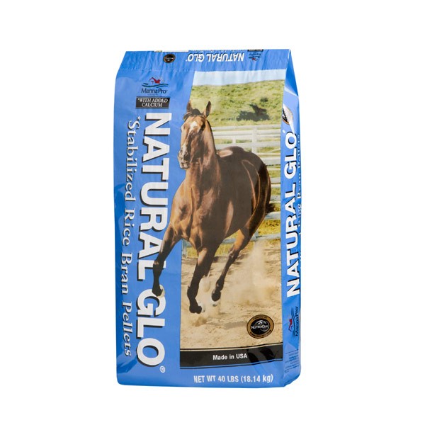 Manna Pro Natural Glo Rice Bran Pellets Horse Feed, 40-lb