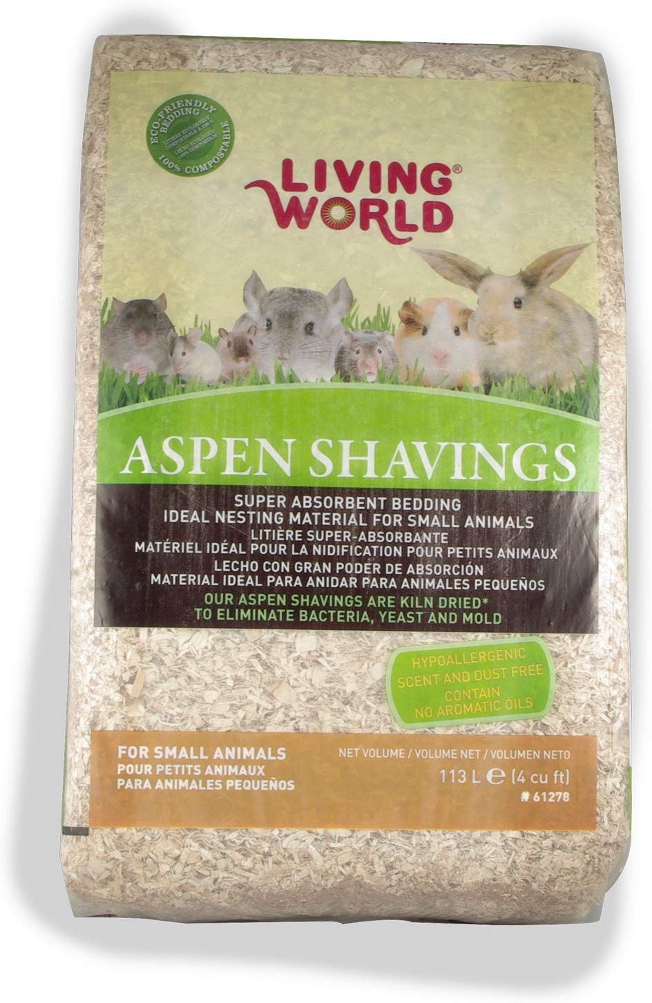 Litière Living World en copeaux de tremble pour petits animaux, 113 L