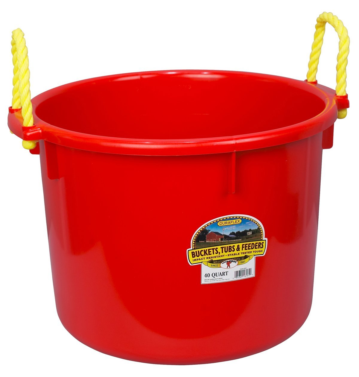 Miller Little Giant DuraFlex Livestock Muck Tub, Red, 40-qt