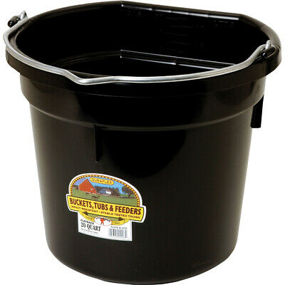 Miller Little Giant DuraFlex Flat-Back Livestock Bucket, Black, 20-qt