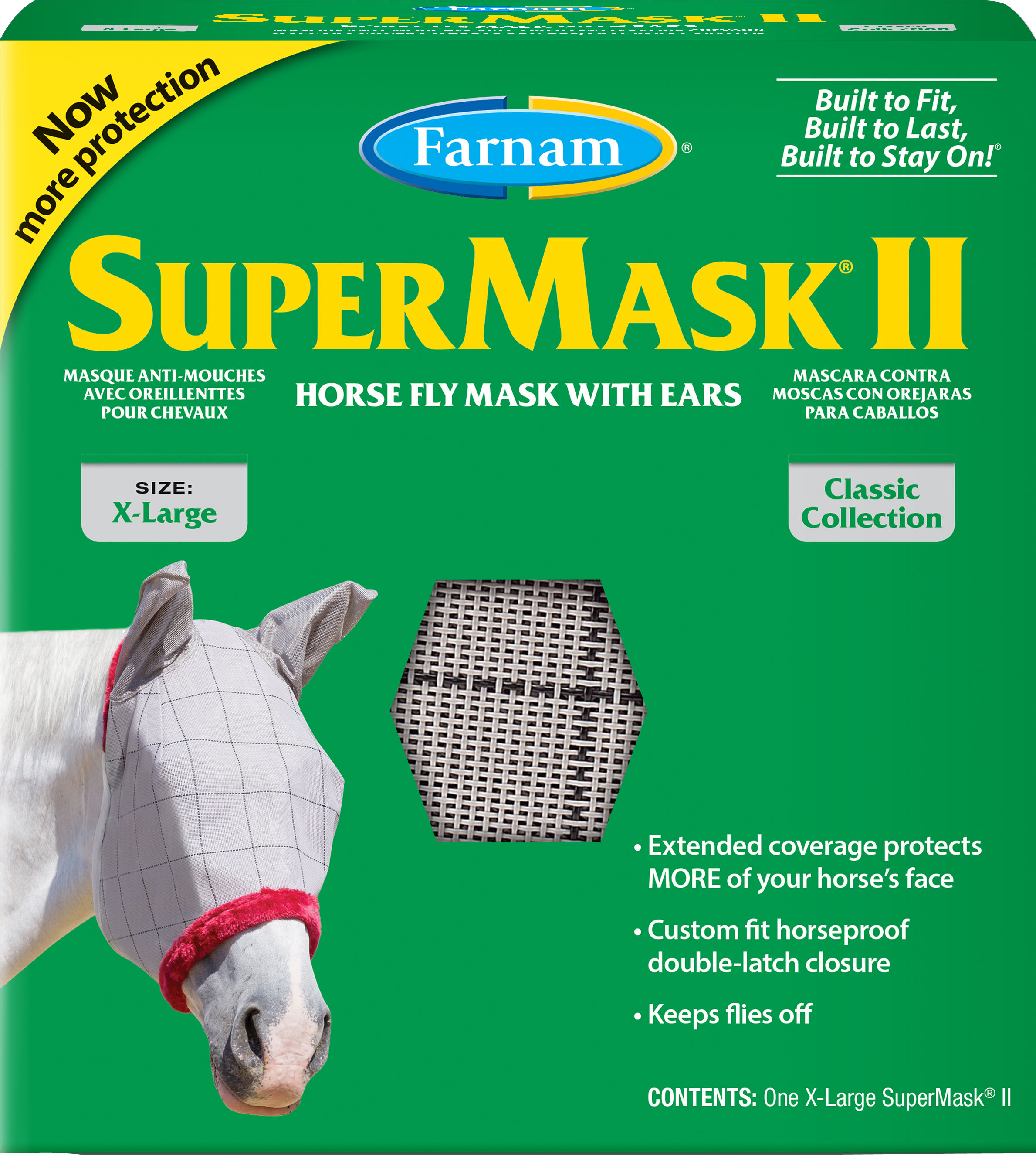 Farnam SuperMask II Classic with Ears Horse Fly Mask, X-Large