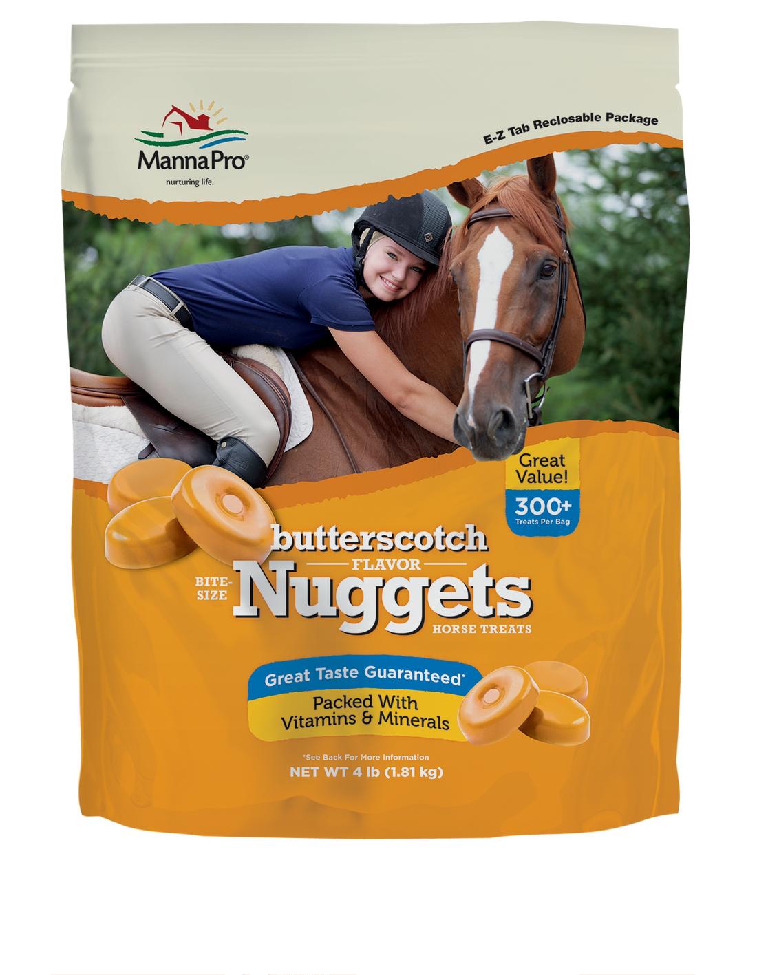 Manna Pro Butterscotch Flavored Nuggets Horse Treats, 4-lb