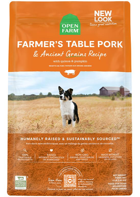 Open Farm Farmer's Table Pork & Ancient Grains Recipe Dry Dog Food, 11-lb