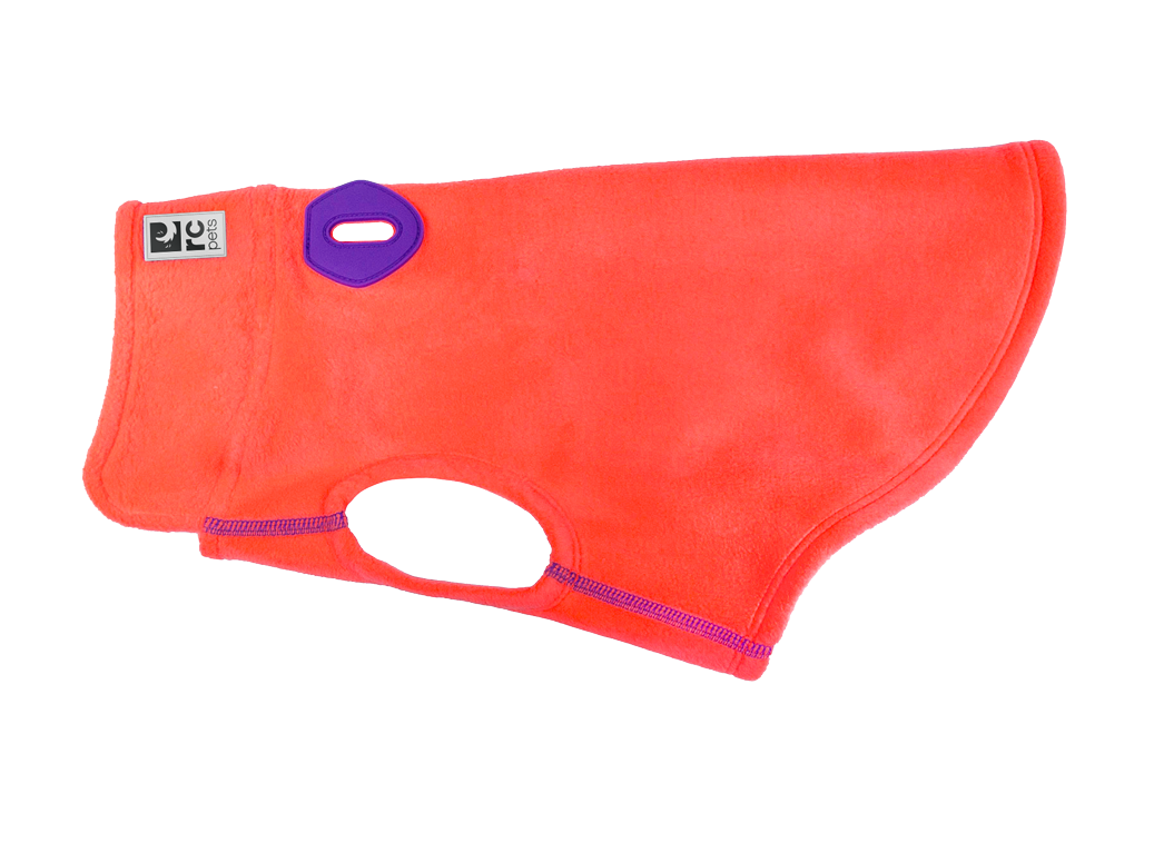 RC Pets Baseline Fleece Dog Coat, Neon Coral/Purple,  8