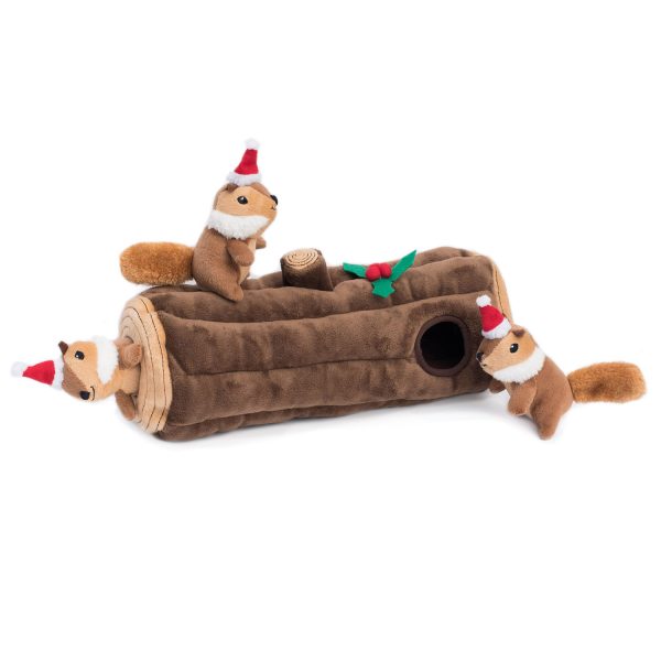 ZippyPaws Holiday Burrow Yule Log Dog Toy