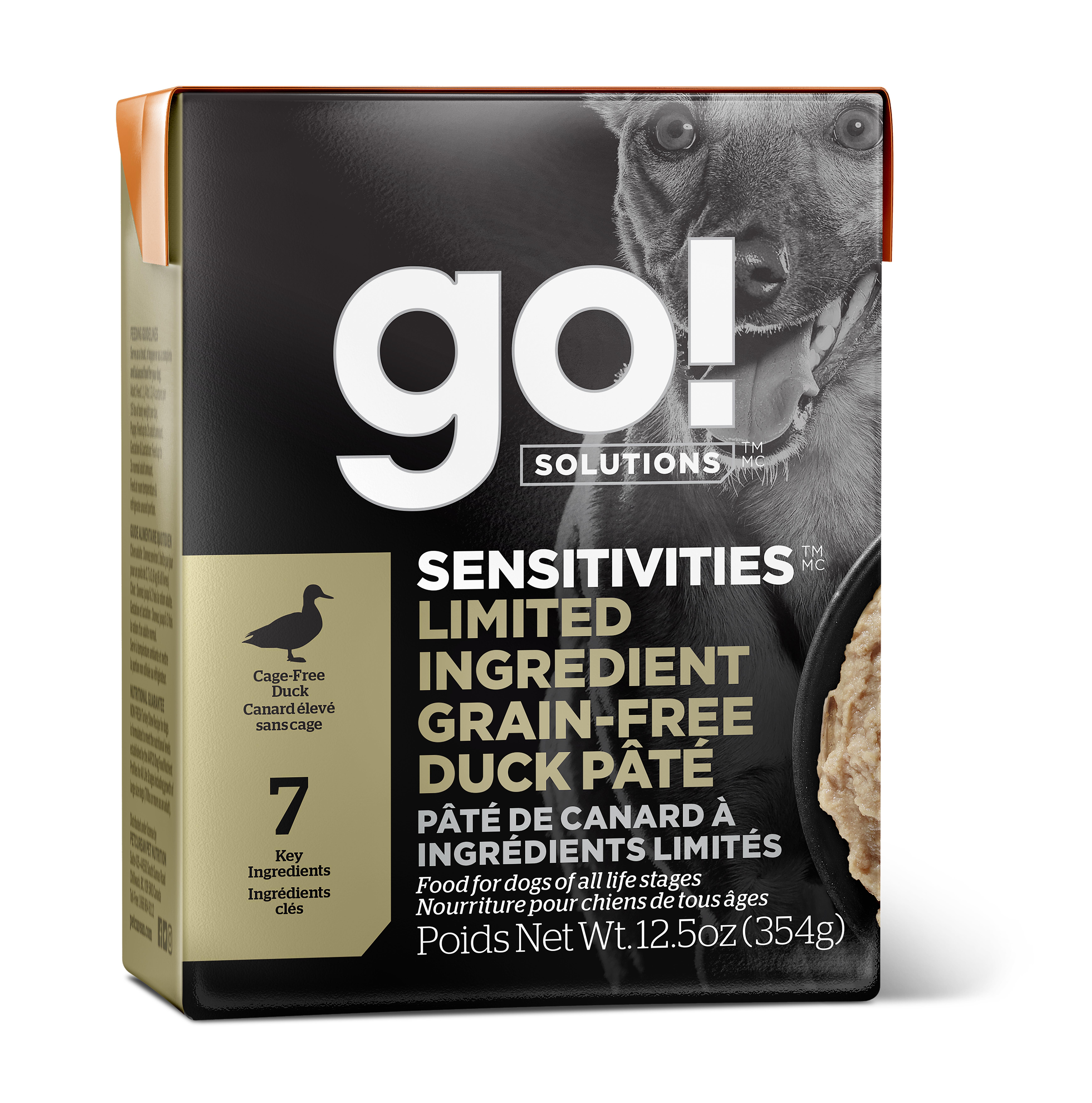 Go! Solutions Sensitivities Limited Ingredient Duck Pate Grain-Free Wet Dog Food, 12.5-oz, case of 12 (**)