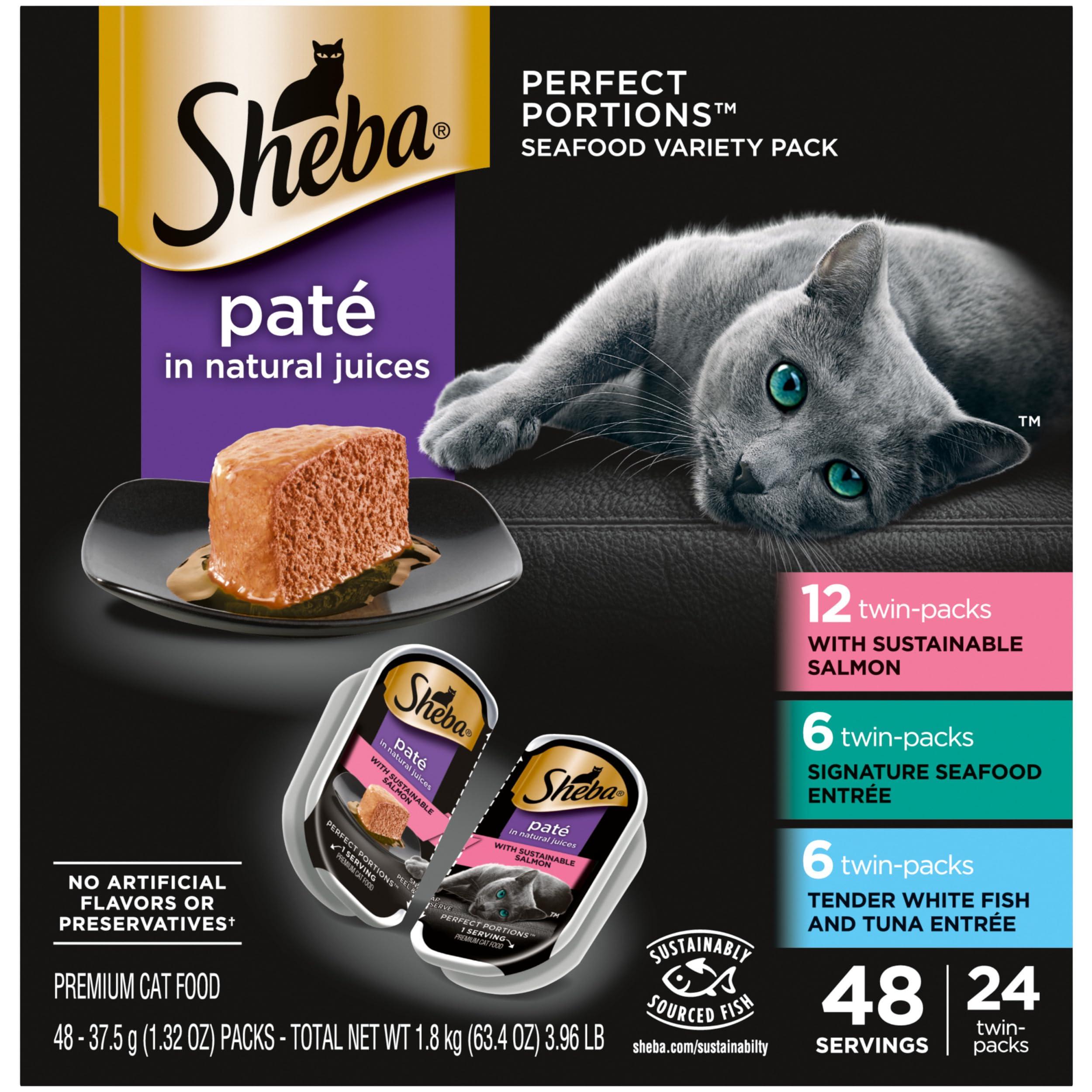 Sheba Perfect Portions Seafood Pate Variety Pack Grain-Free Wet Cat Food Trays, 2.6-oz, 24-pk (Size: 2.6-oz, 24-pk)