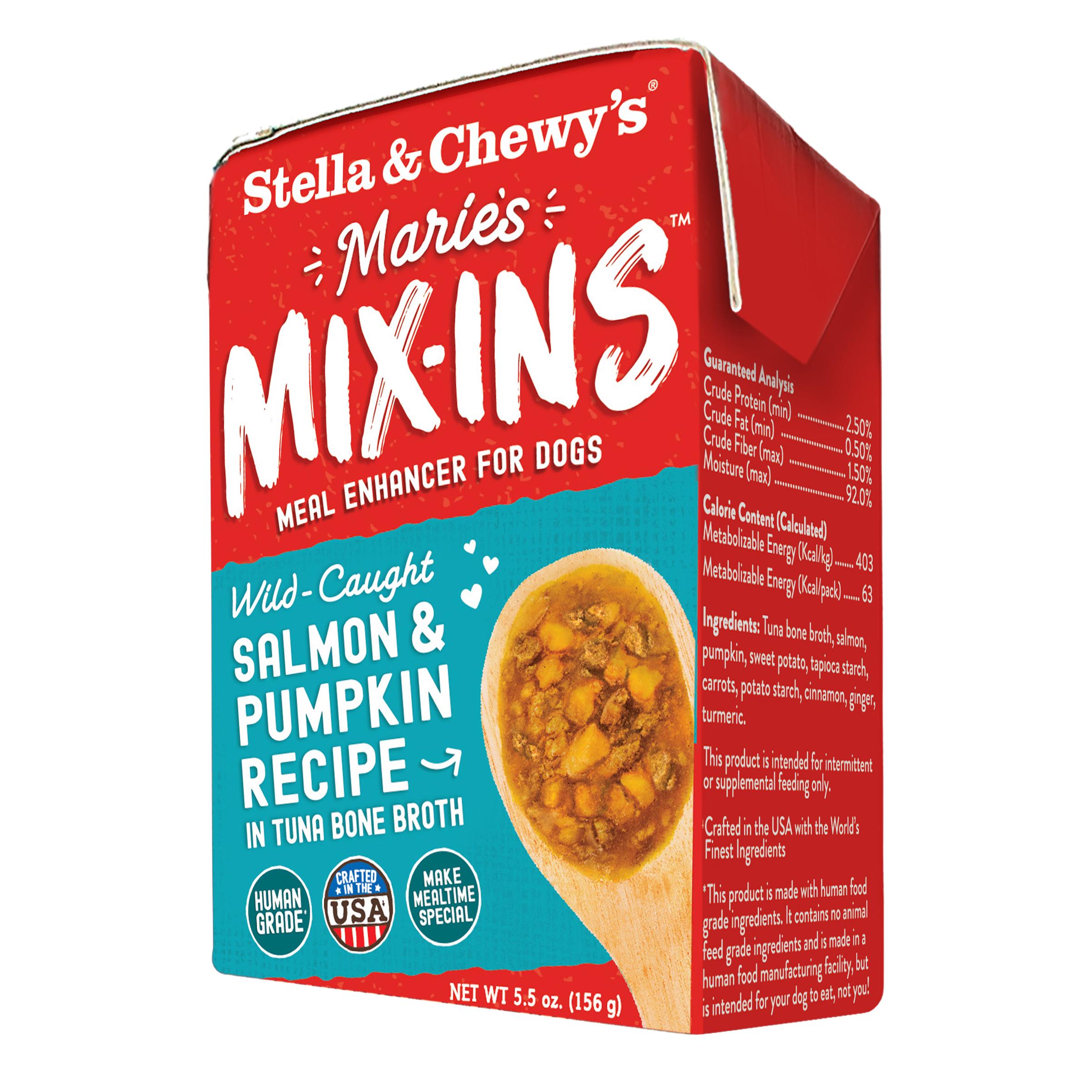 Stella & Chewy's Marie's Mix-Ins Salmon & Pumpkin Recipe Meal Enhancer for Dogs, 5.5-oz, case of 12 (**)