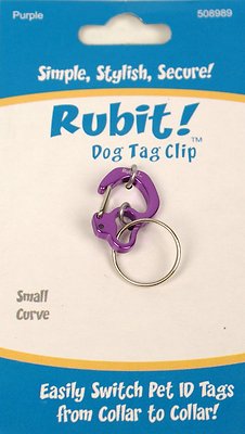 Rubit! Curved Dog Tag Clip, Purple, Small