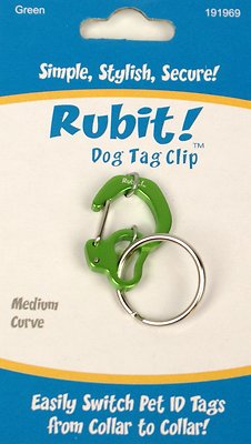 Rubit! Curved Dog Tag Clip, Green, Medium