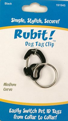 Rubit! Curved Dog Tag Clip, Black, Medium