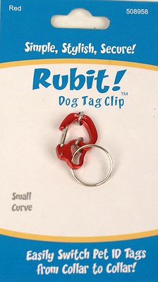 Rubit! Curved Dog Tag Clip, Red, Small