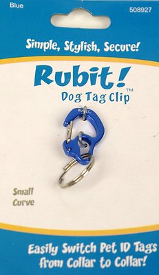 Rubit! Curved Dog Tag Clip, Blue, Small