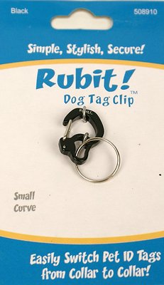 Rubit! Curved Dog Tag Clip, Black, Small
