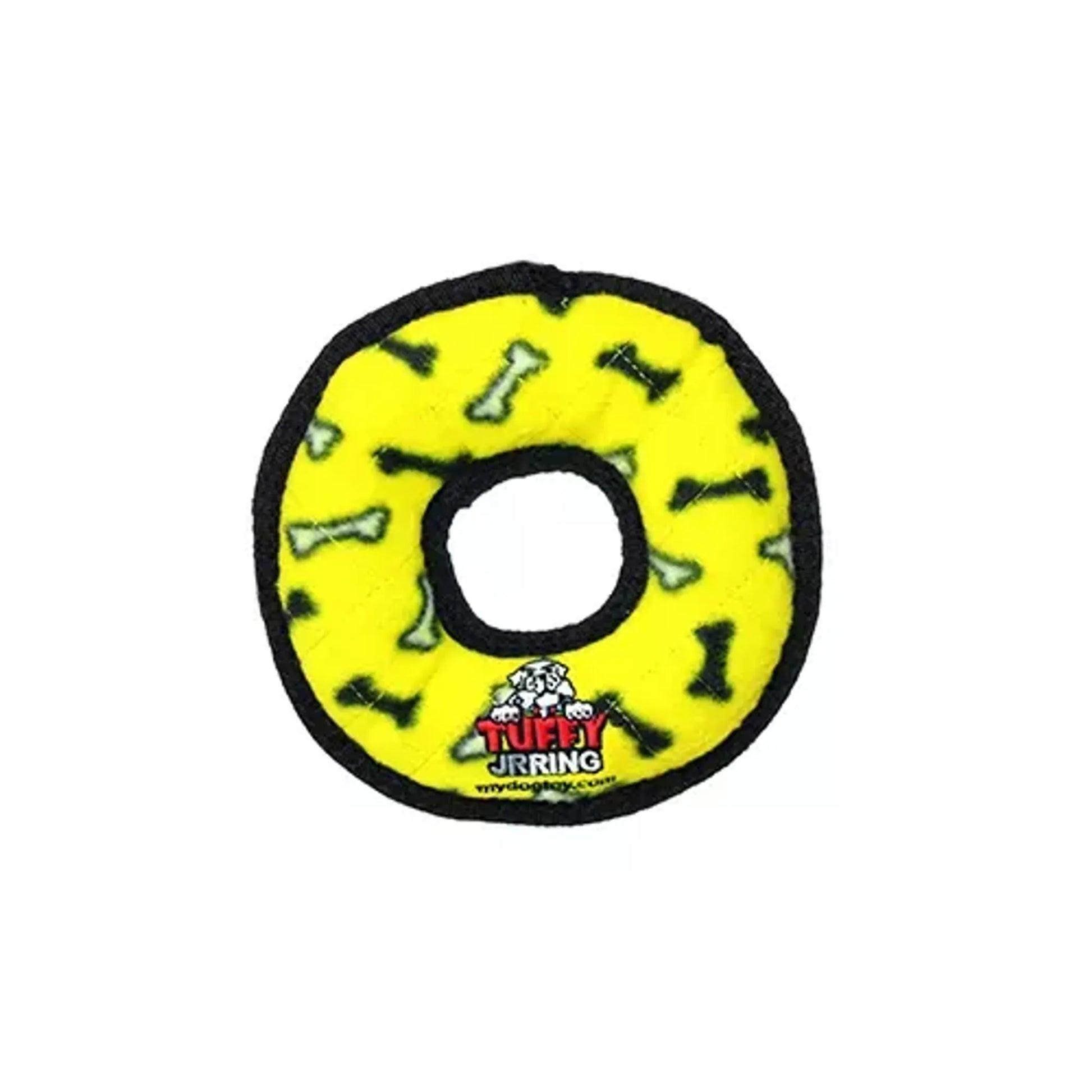 Tuffy Junior Ring Dog Toy, Yellow Bones