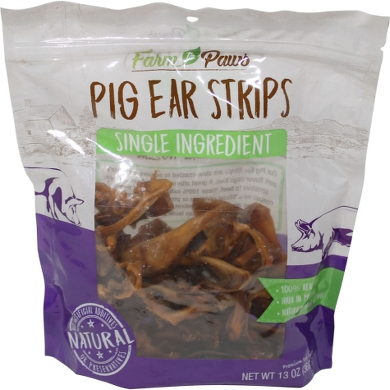 Farm to Paws Pig Ear Strips Dog Treats, 13-oz