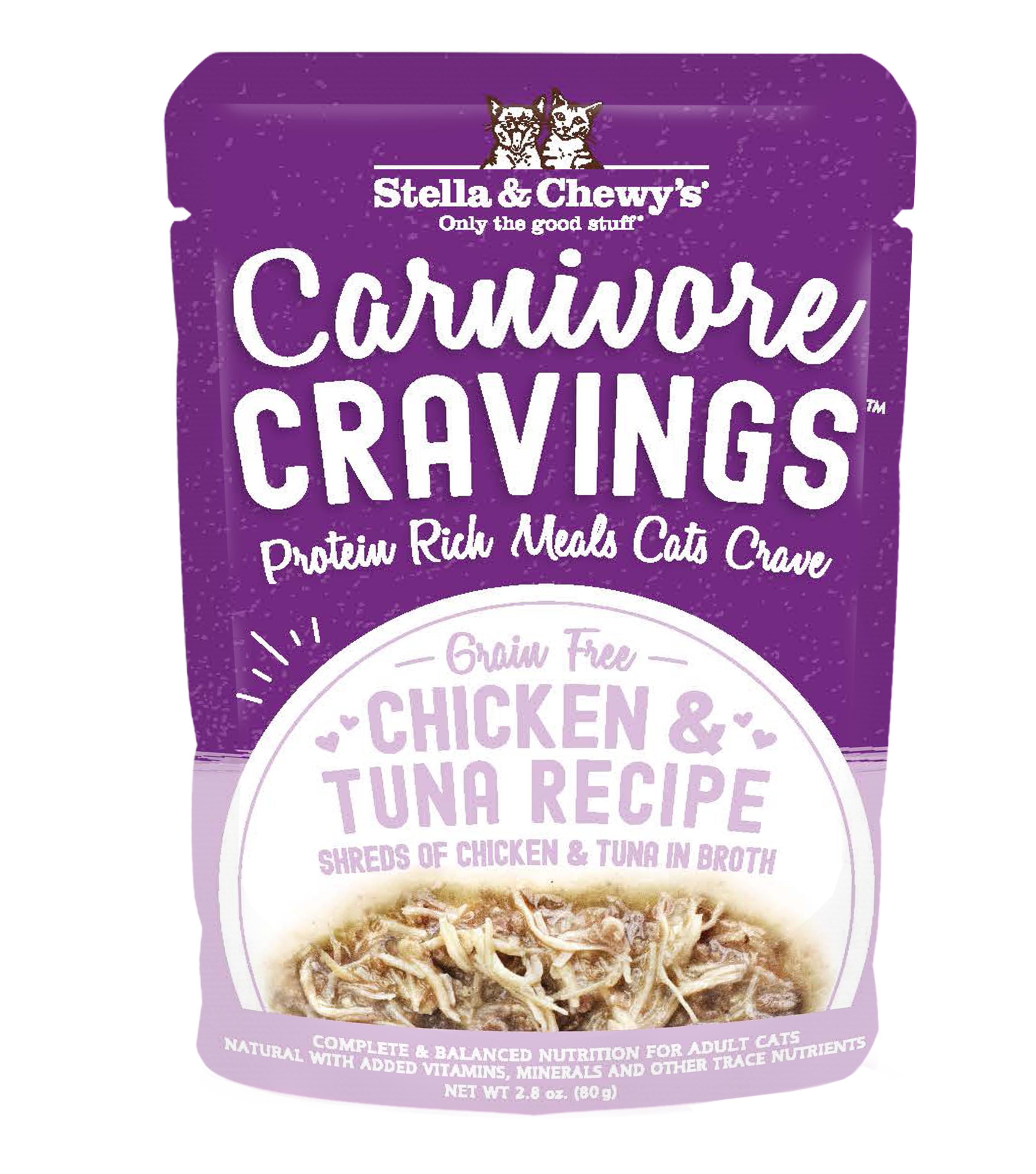 Stella & Chewy's Carnivore Cravings Chicken & Tuna Wet Cat Food, 2.8-oz pouch, case of 24 (**)