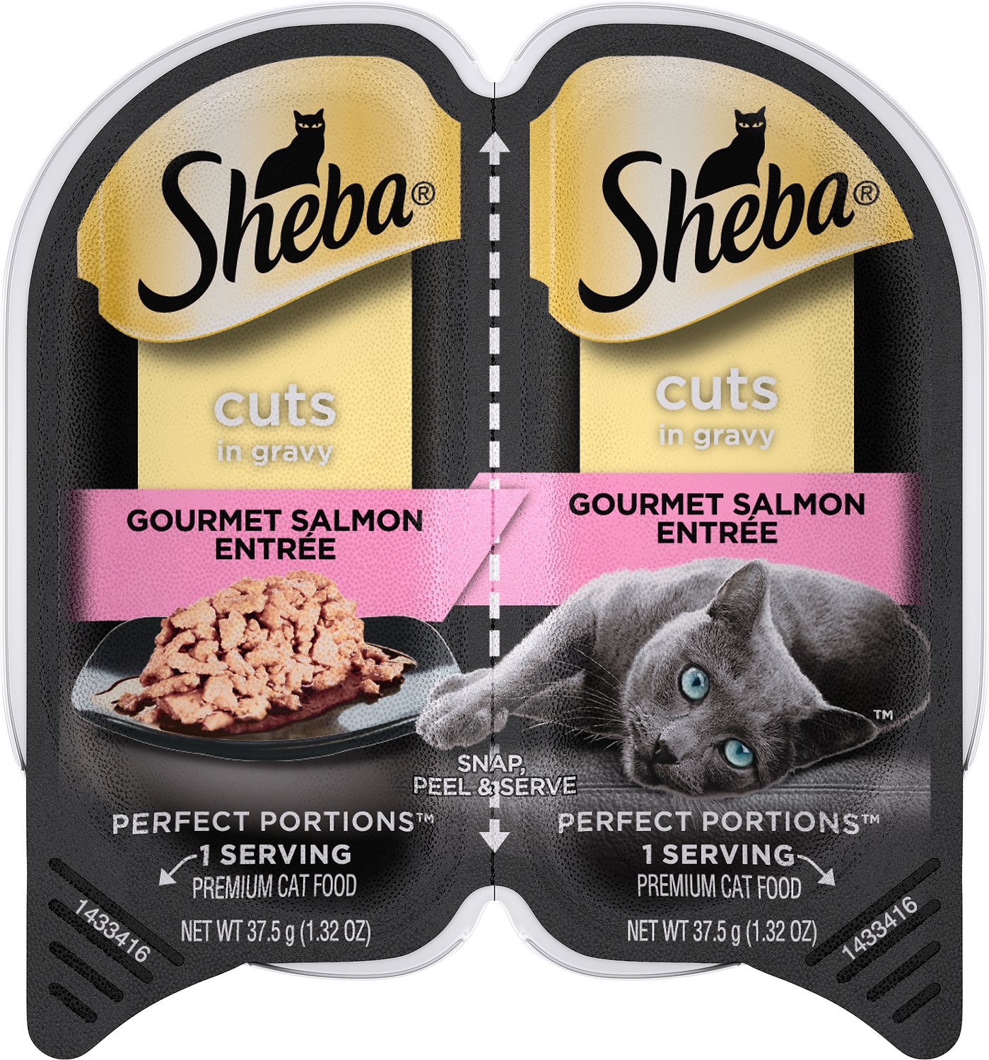 Sheba Perfect Portions Grain-Free Gourmet Salmon Cuts in Gravy Entree Cat Food Trays, 2.6-oz (**)