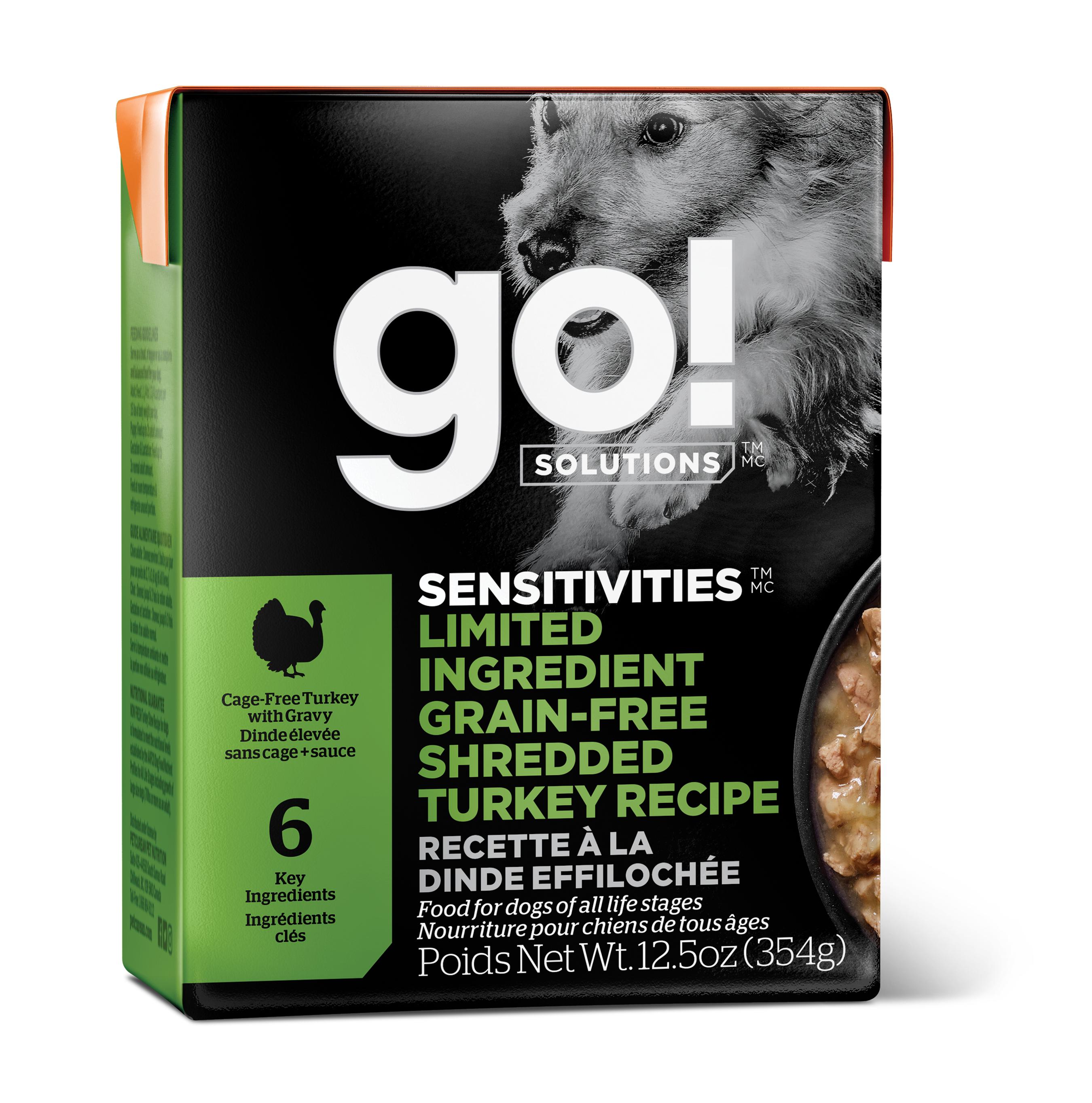 Go! Solutions Sensitivities Limited Ingredient Shredded Turkey Grain-Free Wet Dog Food, 12.5-oz, case of 12 (**)