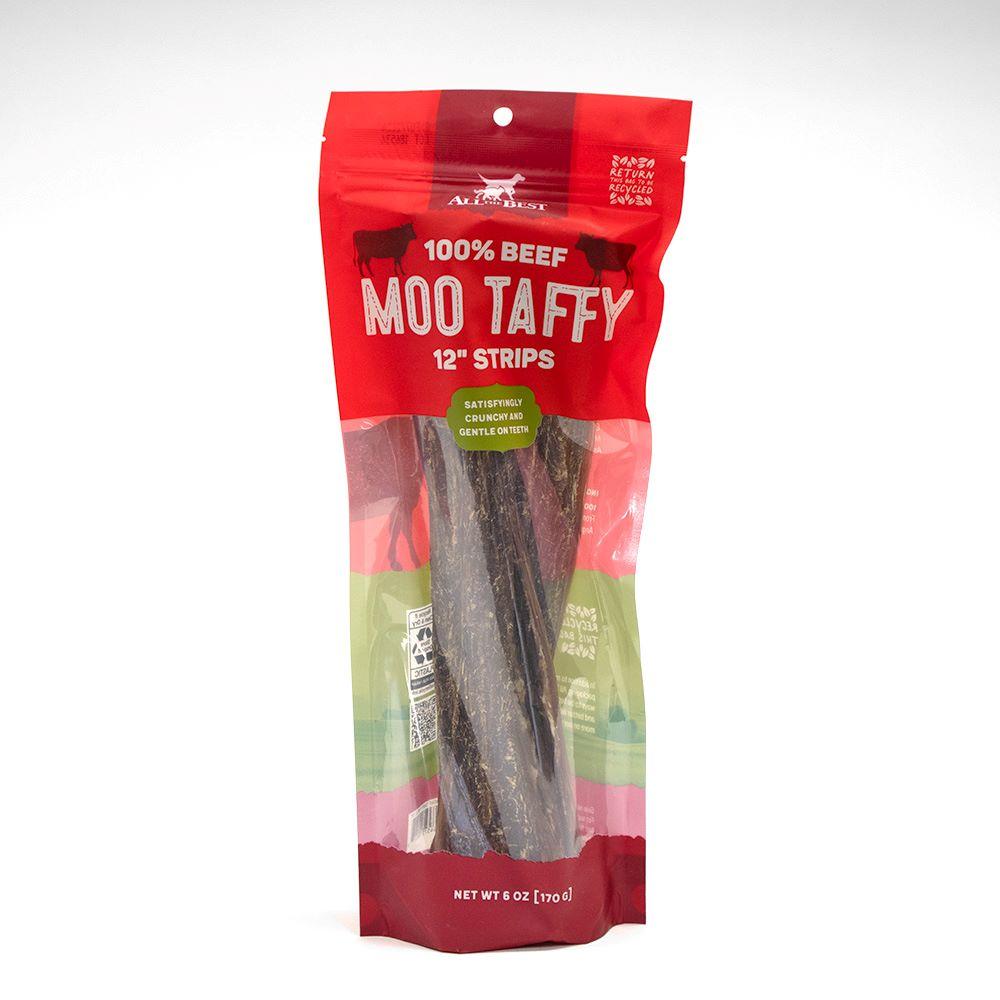 All The Best Moo Taffy Strips Dog Treats, 12-in, 6-oz bag