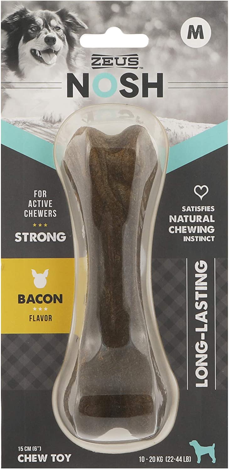 Zeus Nosh Bacon Flavored Bone Dog Toy, Medium