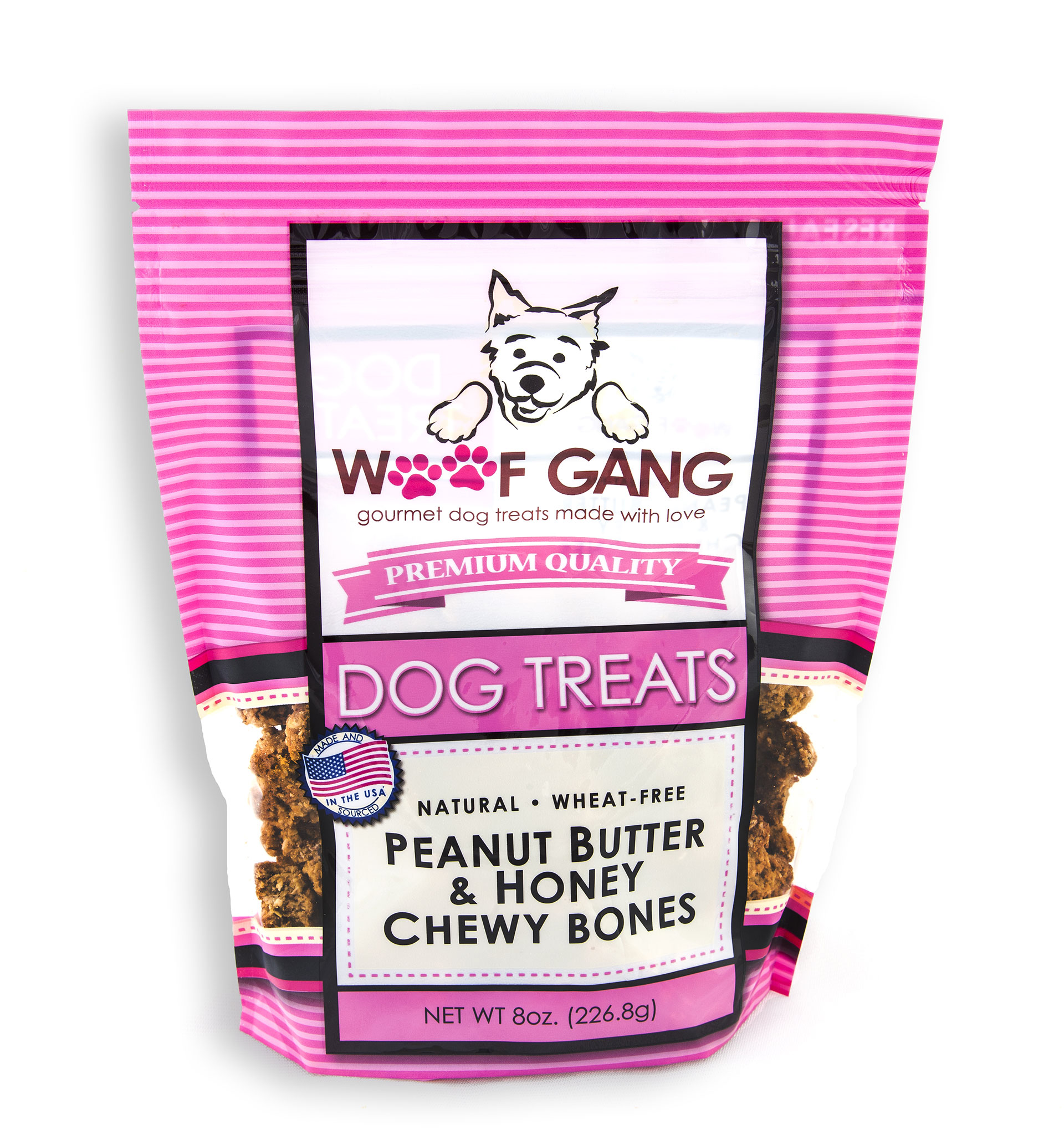 Woof Gang Bakery Peanut Butter & Honey Chewy Bones Dog Treats, 8-oz