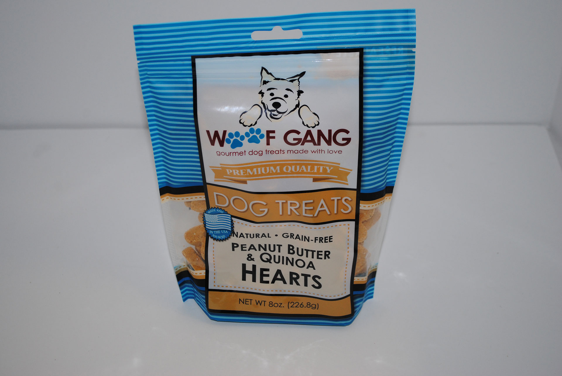Woof Gang Bakery Peanut Butter & Quinoa Hearts Grain-Free Dog Treats, 8-oz