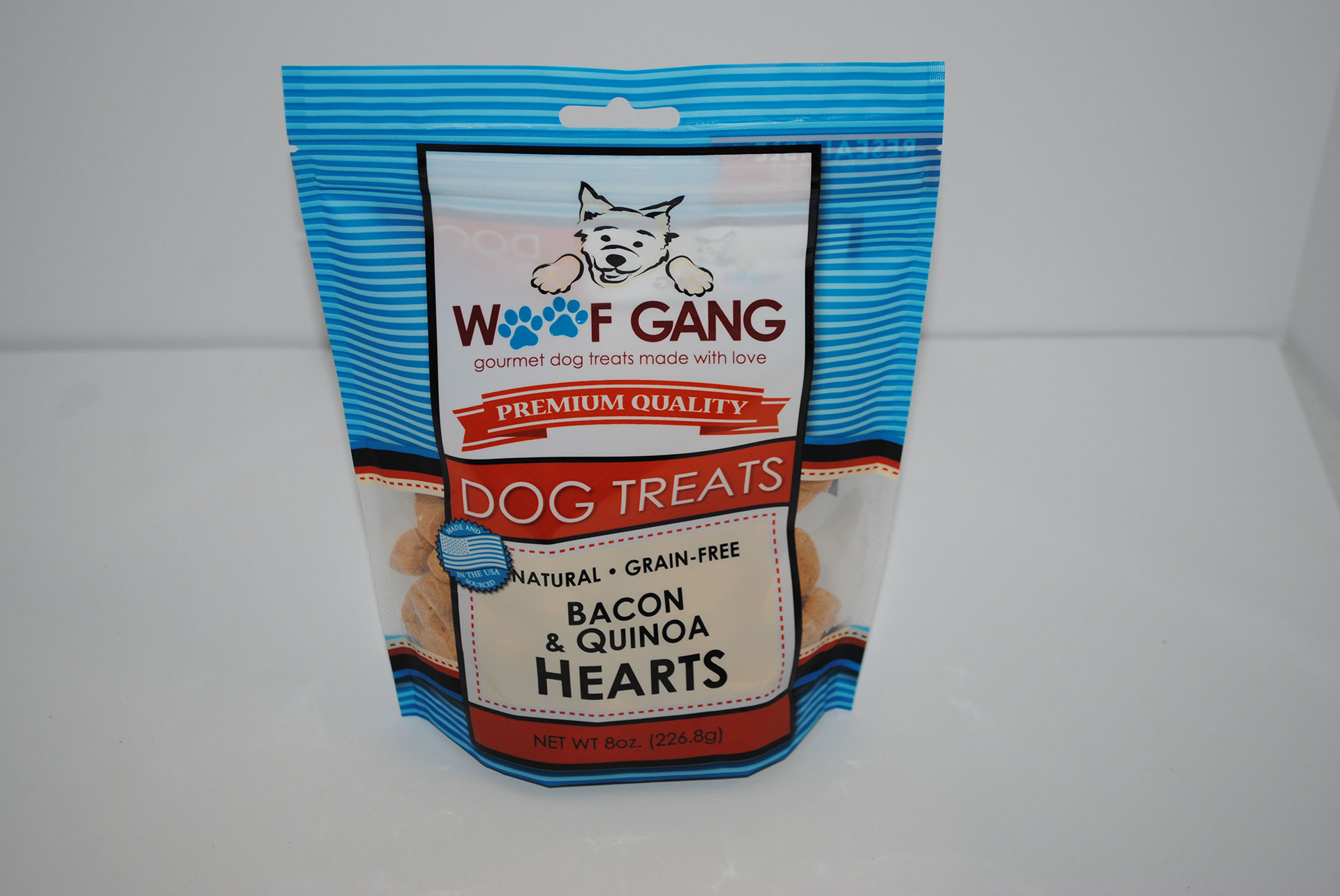Woof Gang Bakery Bacon & Quinoa Hearts Grain-Free Dog Treats, 8-oz