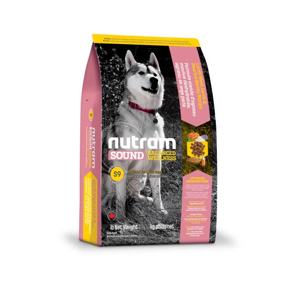 Nutram Sound S9 Balanced Wellness Lamb & Pearled Barley Adult Large Breed Dry Dog Food, 13.6-kg