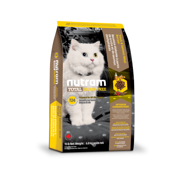 Nutram Total S24 Saumon et Truite, nourriture sèche sans céréales pour chat, toutes étapes de vie, 6,8 kg