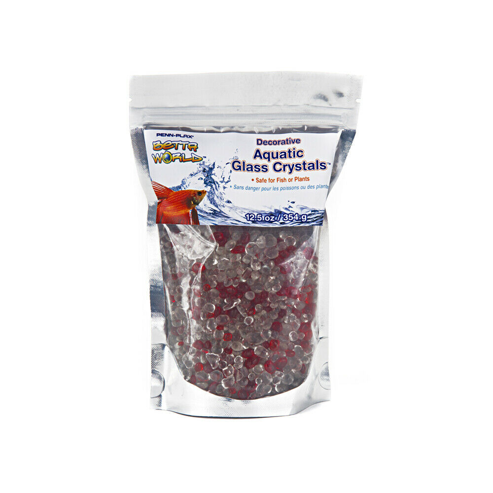 Penn-Plax Betta World Aquatic Glass Crystals Aquarium Sand, White & Red, 12.5-oz (Size: 12.5-oz)