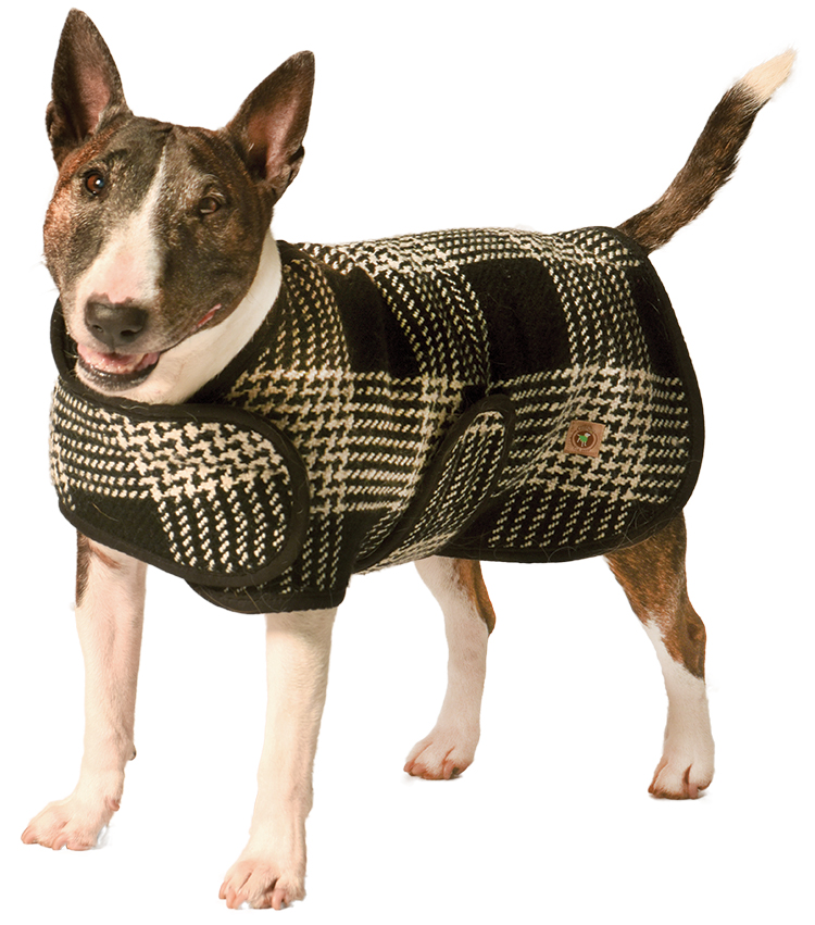 Chilly Dog Blanket Dog Coat, Black & White Plaid, XX-Large