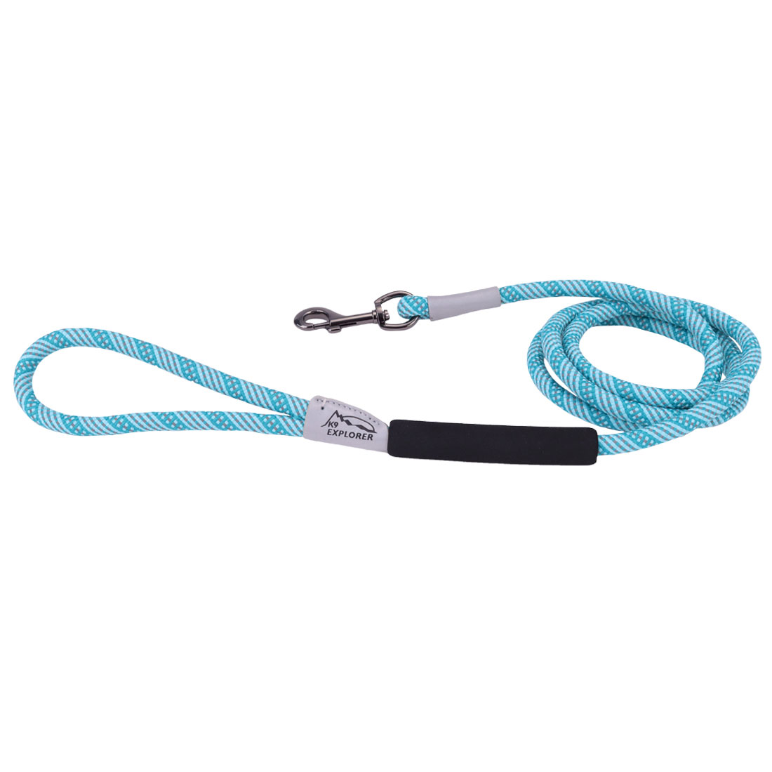 K9 Explorer Brights Reflective Braided Rope Snap Dog Leash, Ocean, 1/2-in x 6-ft (Size: 1/2-in x 6-ft)