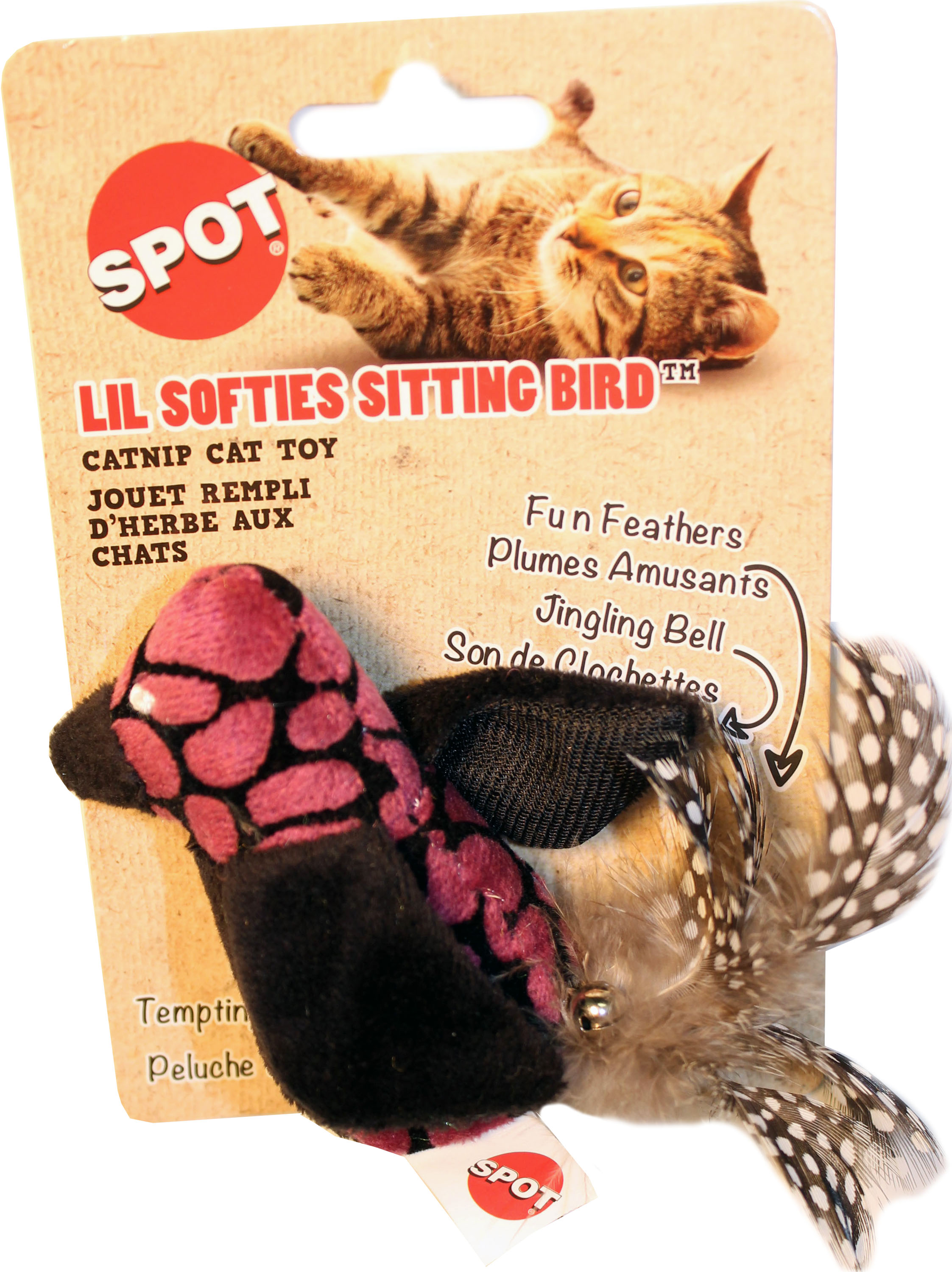 Ethical Pet Spot Lil Softies Sitting Bird Catnip Cat Toy, Color Varies