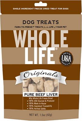 Whole Life Just One Ingredient Pure Beef Liver Freeze-Dried Dog Treats, 1.5-oz