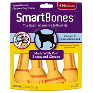 SmartBones Classic Friandises pour chien au bacon et fromage, Moyen, paquet de 4