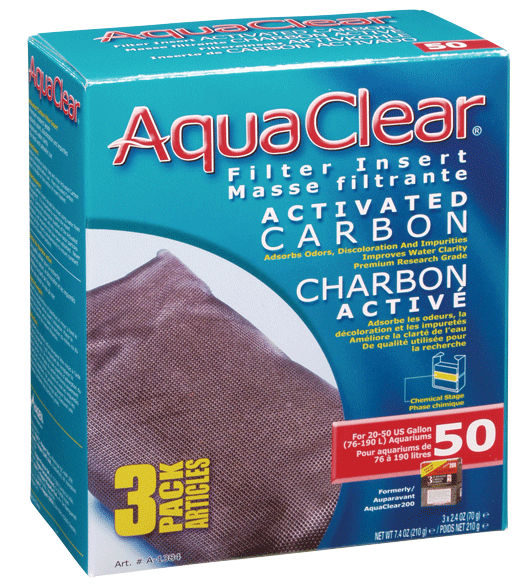 AquaClear Activated Carbon Filter Insert, Size 50, 3-pk