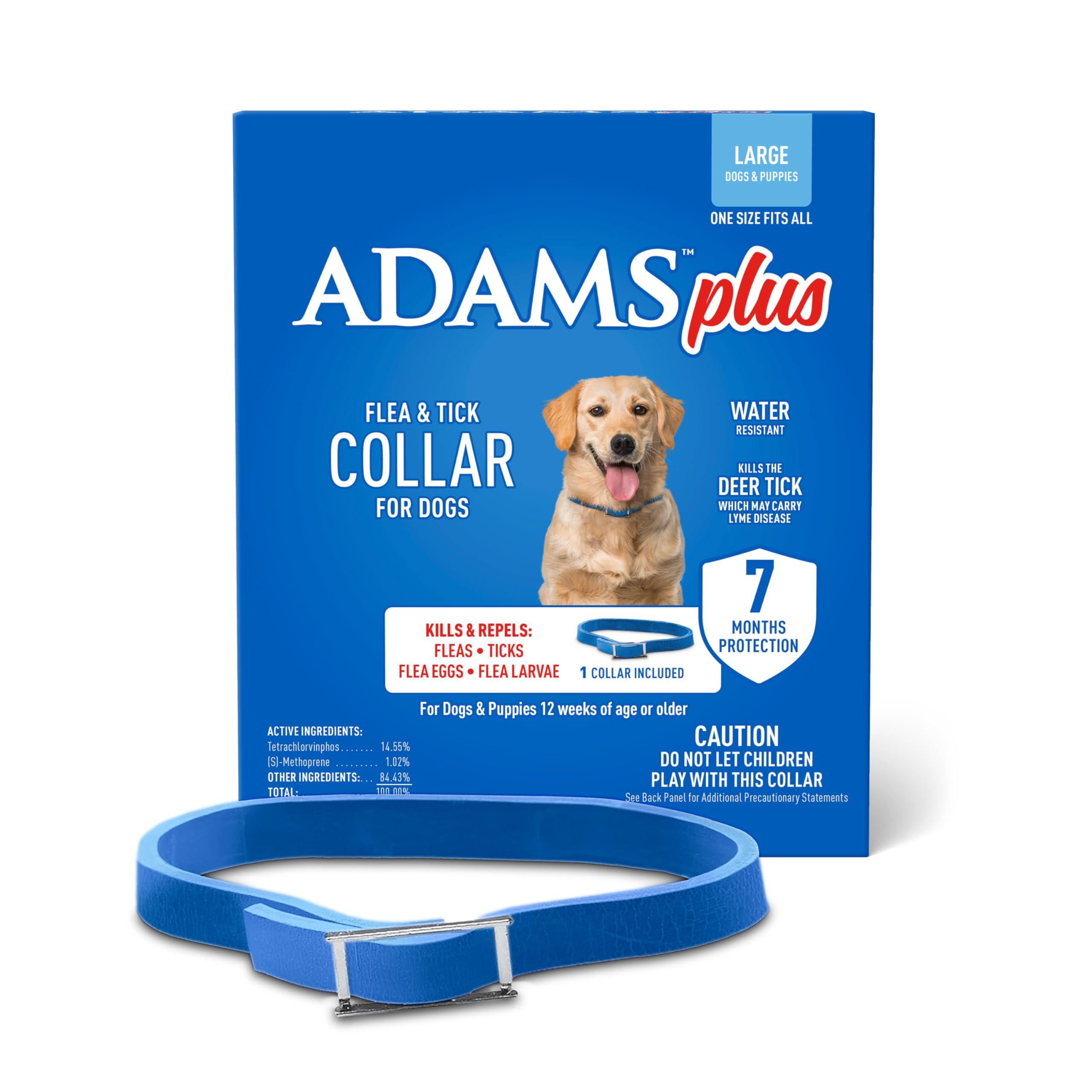 Adams Plus Flea & Tick Collar for Large Dogs & Puppies, Blue, 7-month