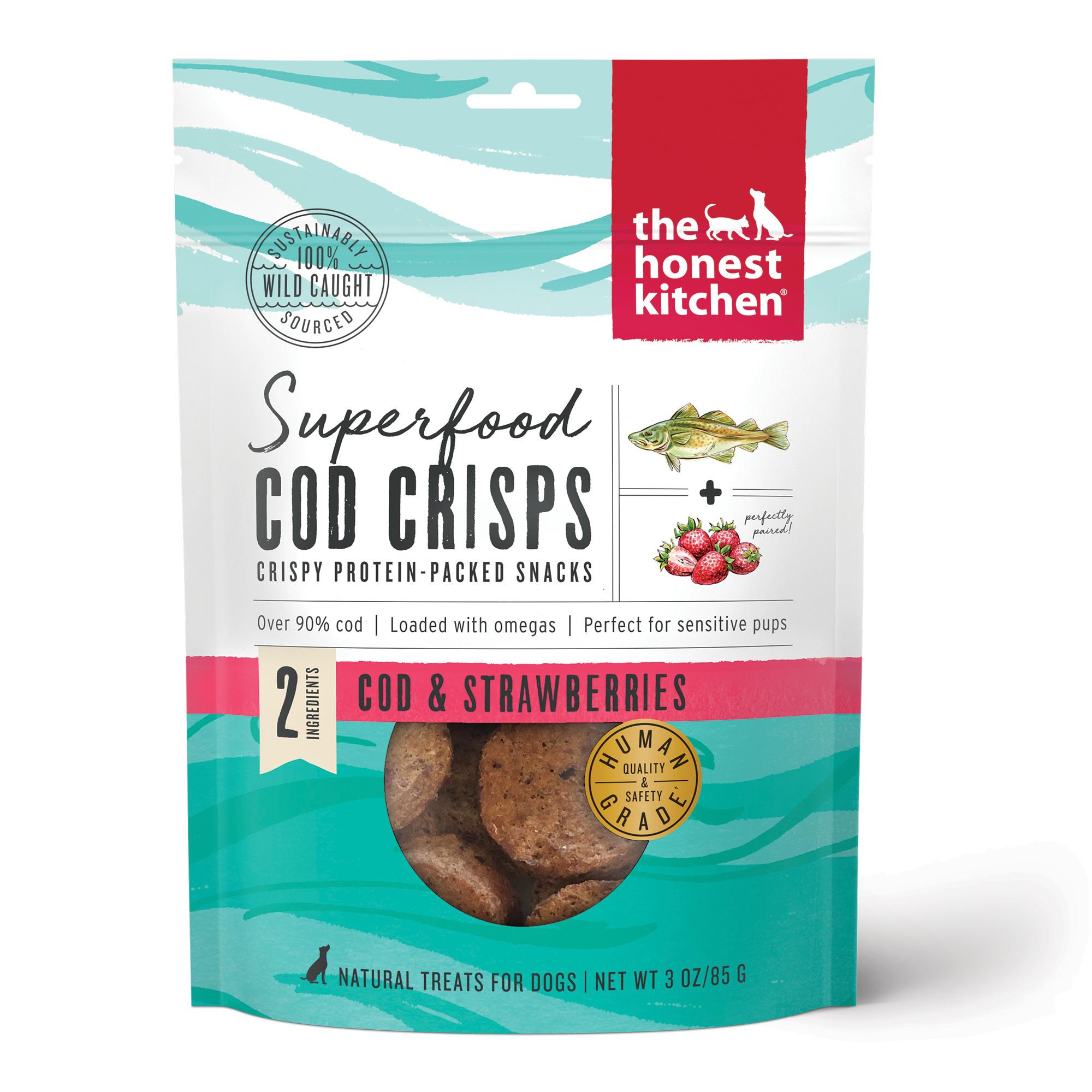 The Honest Kitchen Superfood Cod Crisps Cod & Strawberries Dog Treats, 3-oz (Size: 3-oz)