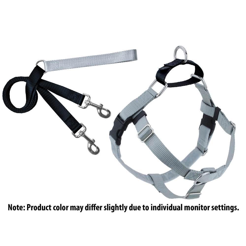 2 Hounds Design Freedom No-Pull Dog Harness & Training Leash, Silver, 1-in x 28-32-in