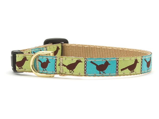 Up Country Songbird Cat Collar, Blue/Green, 10-in