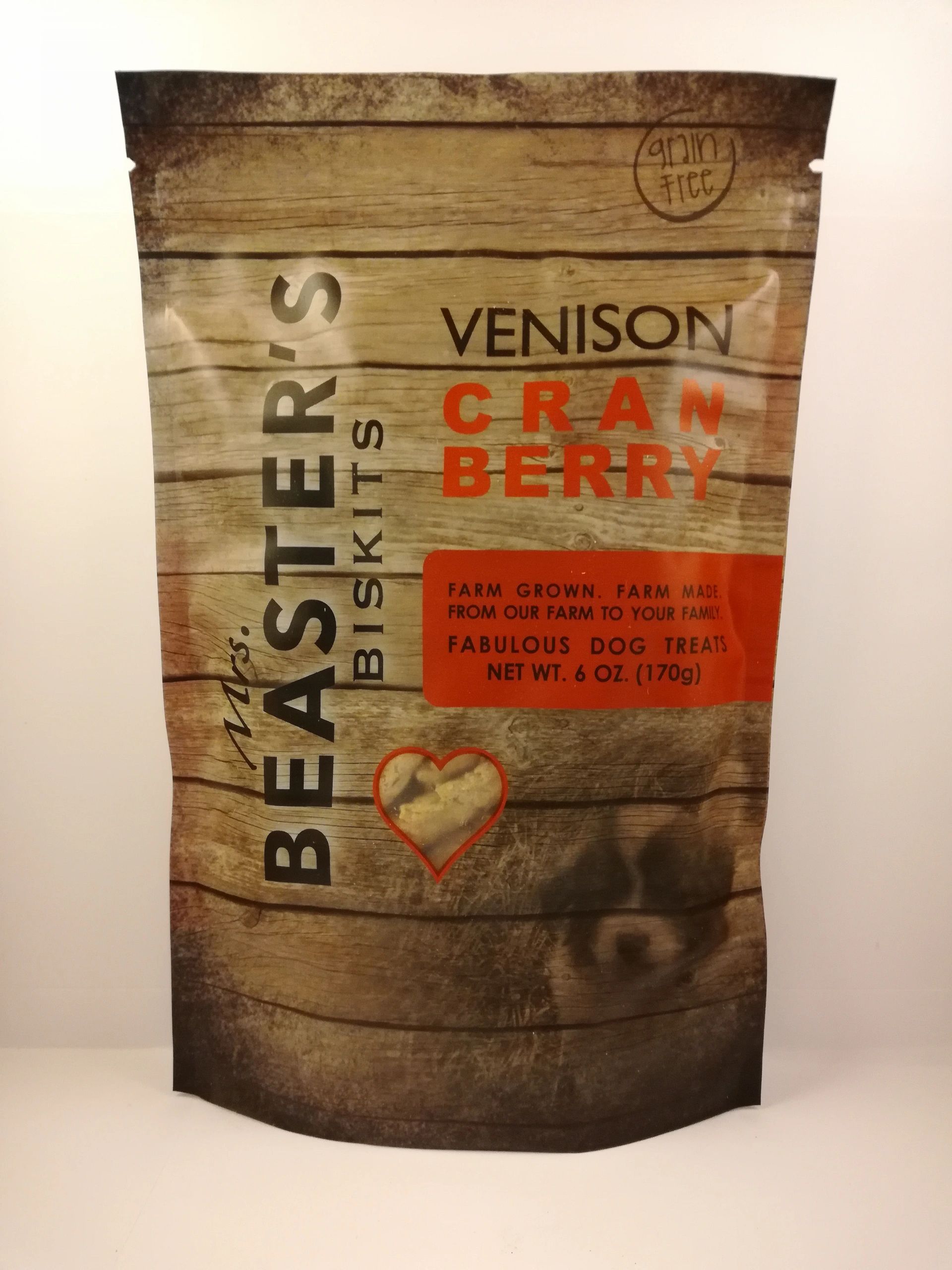 Mrs. Beaster's Biskits Venison Cranberry Grain-Free Dog Treats, 6-oz