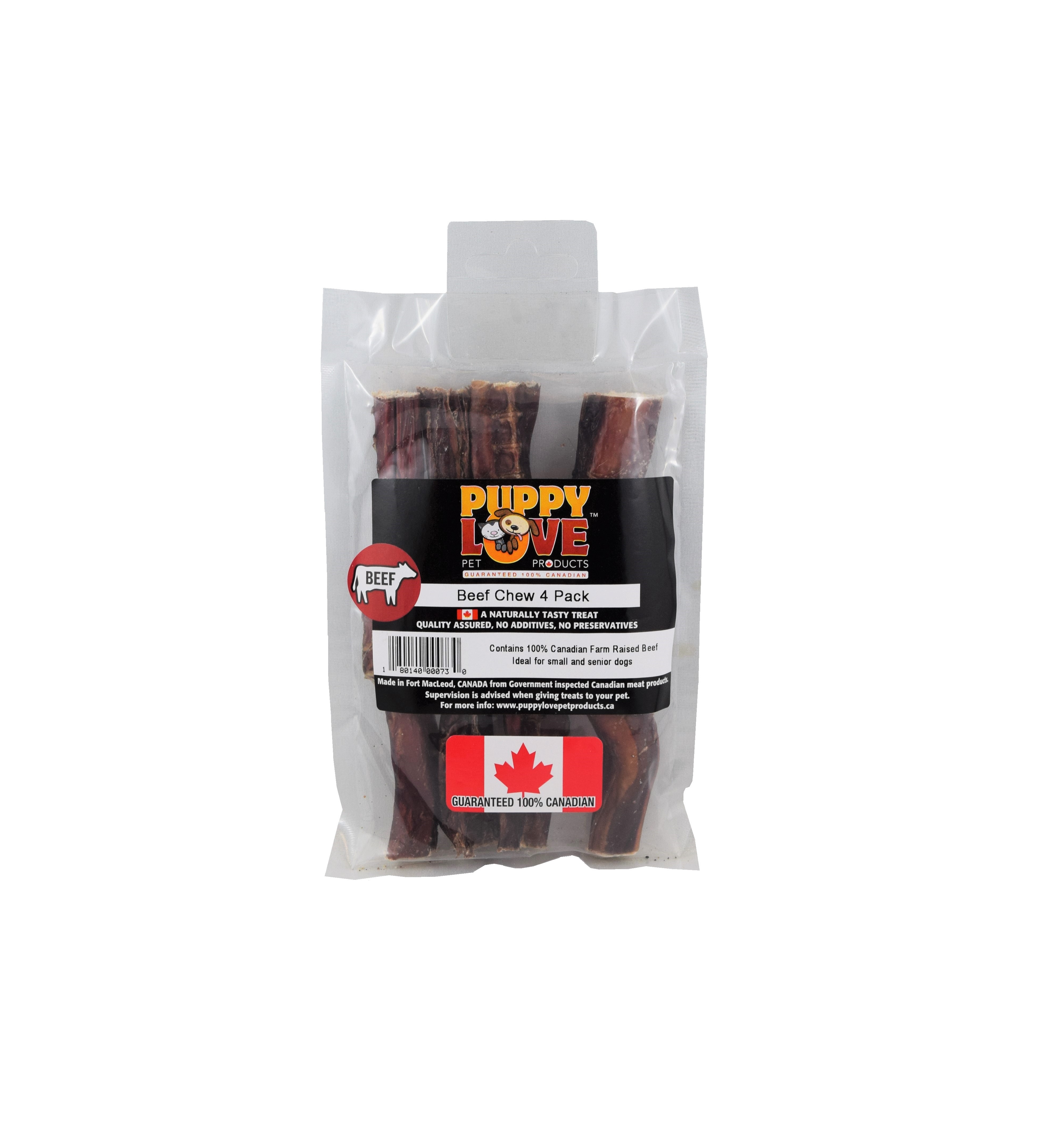 Puppy Love Friandises à mâcher au bœuf pour chiens, 6-in, 4 unités