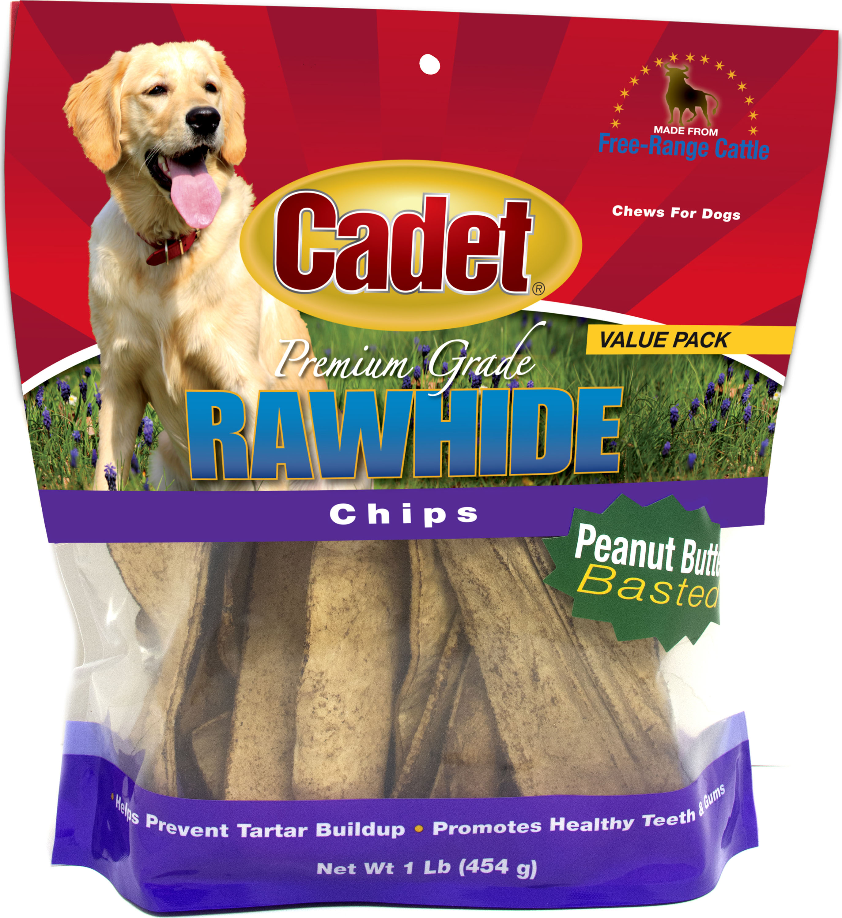 Cadet Rawhide Chips Peanut Butter Basted Dog Treats