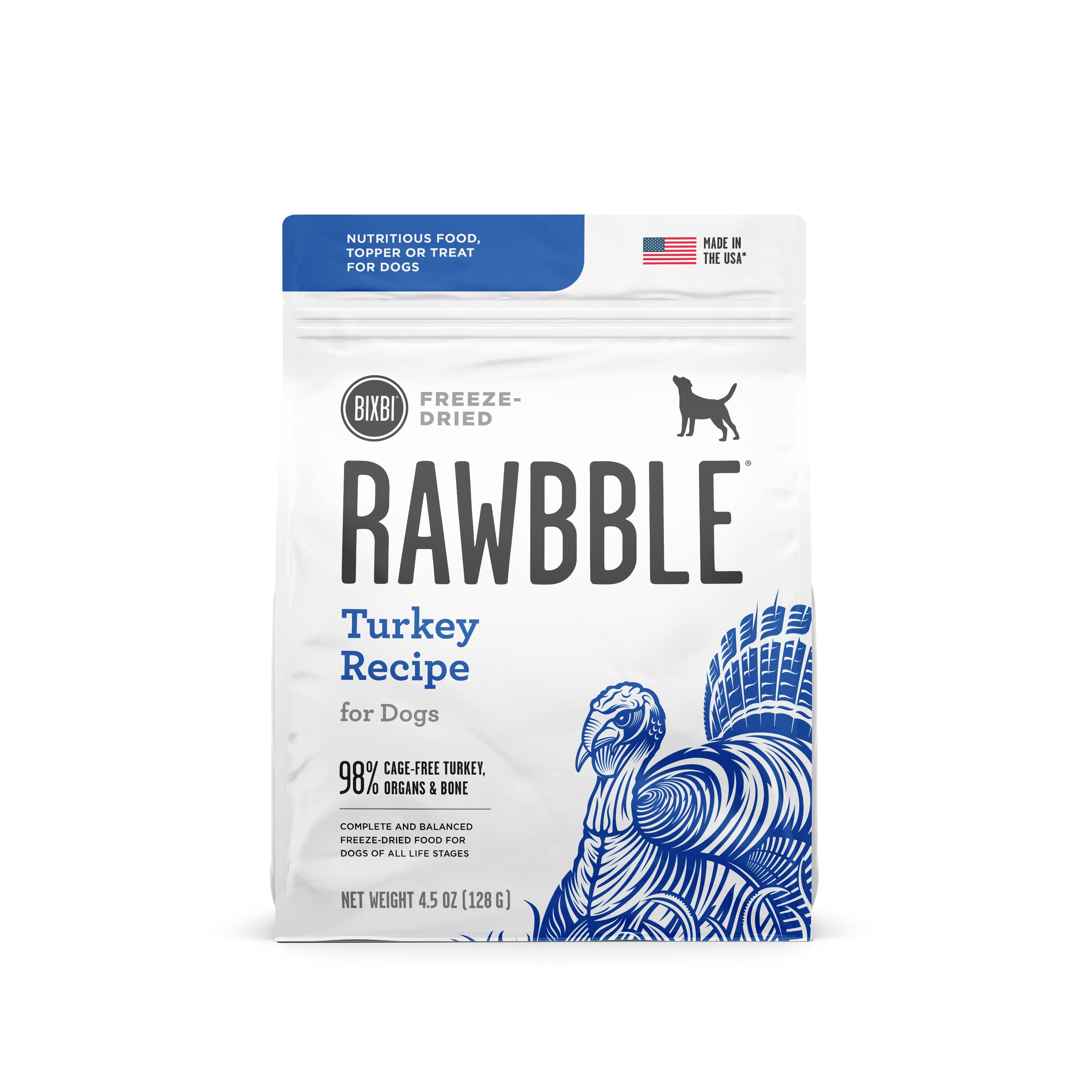 BIXBI Rawbble Turkey Recipe Freeze-Dried Dog Food, 4.5-oz