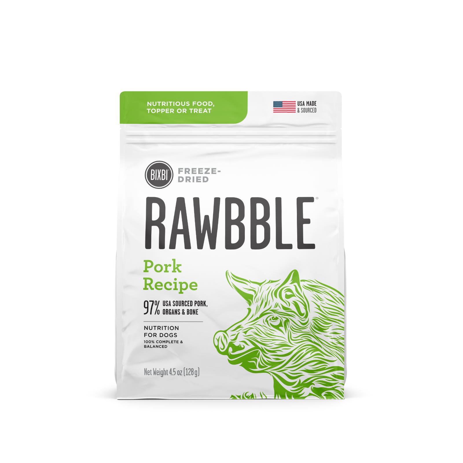 BIXBI Rawbble Pork Recipe Freeze-Dried Dog Food, 4.5-oz