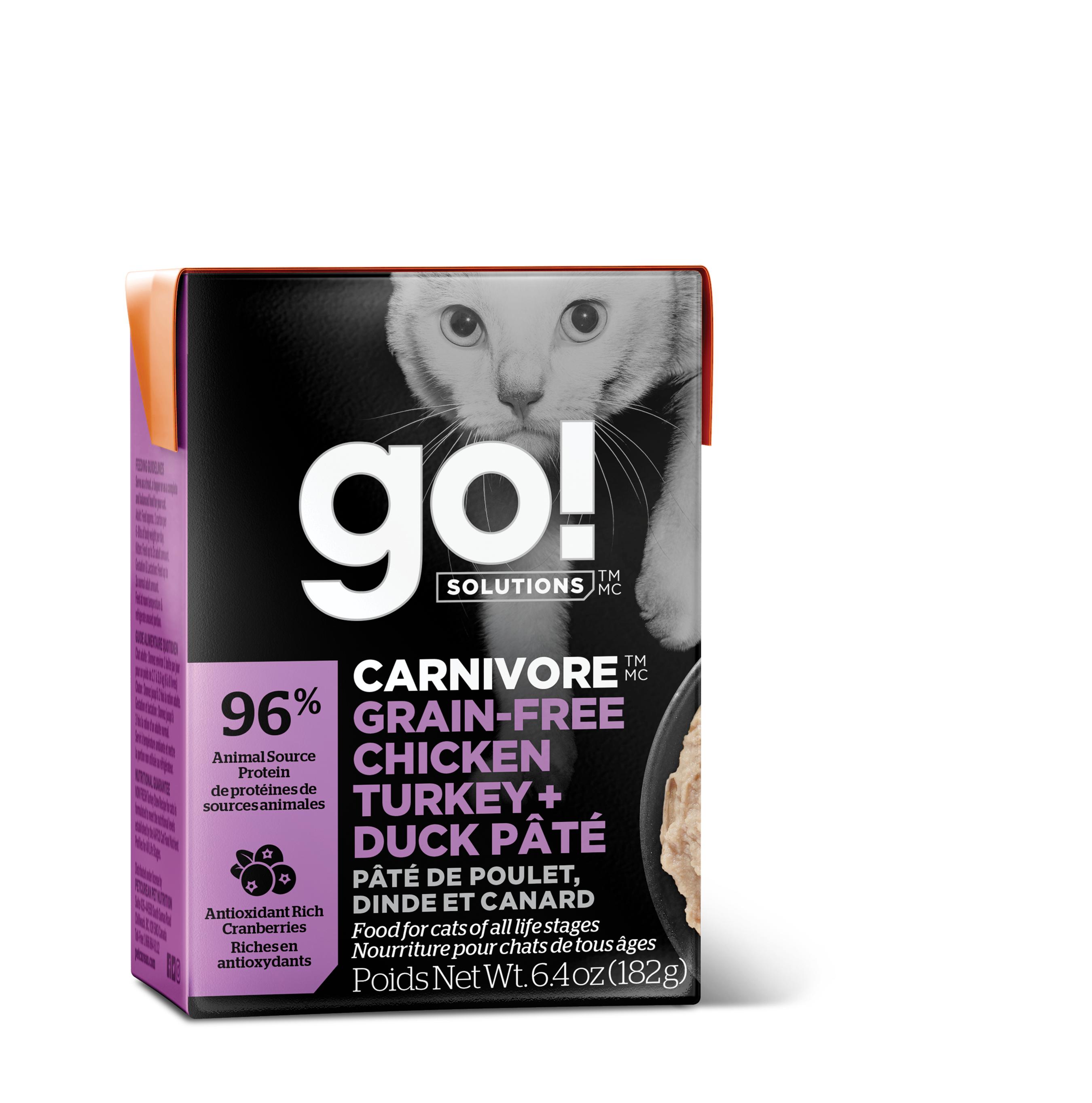 Go Solutions Carnivore Chicken Turkey Duck Pate Grain Free Wet Cat Food 6.4 oz case of 24 Global Pet Foods Victoria Road