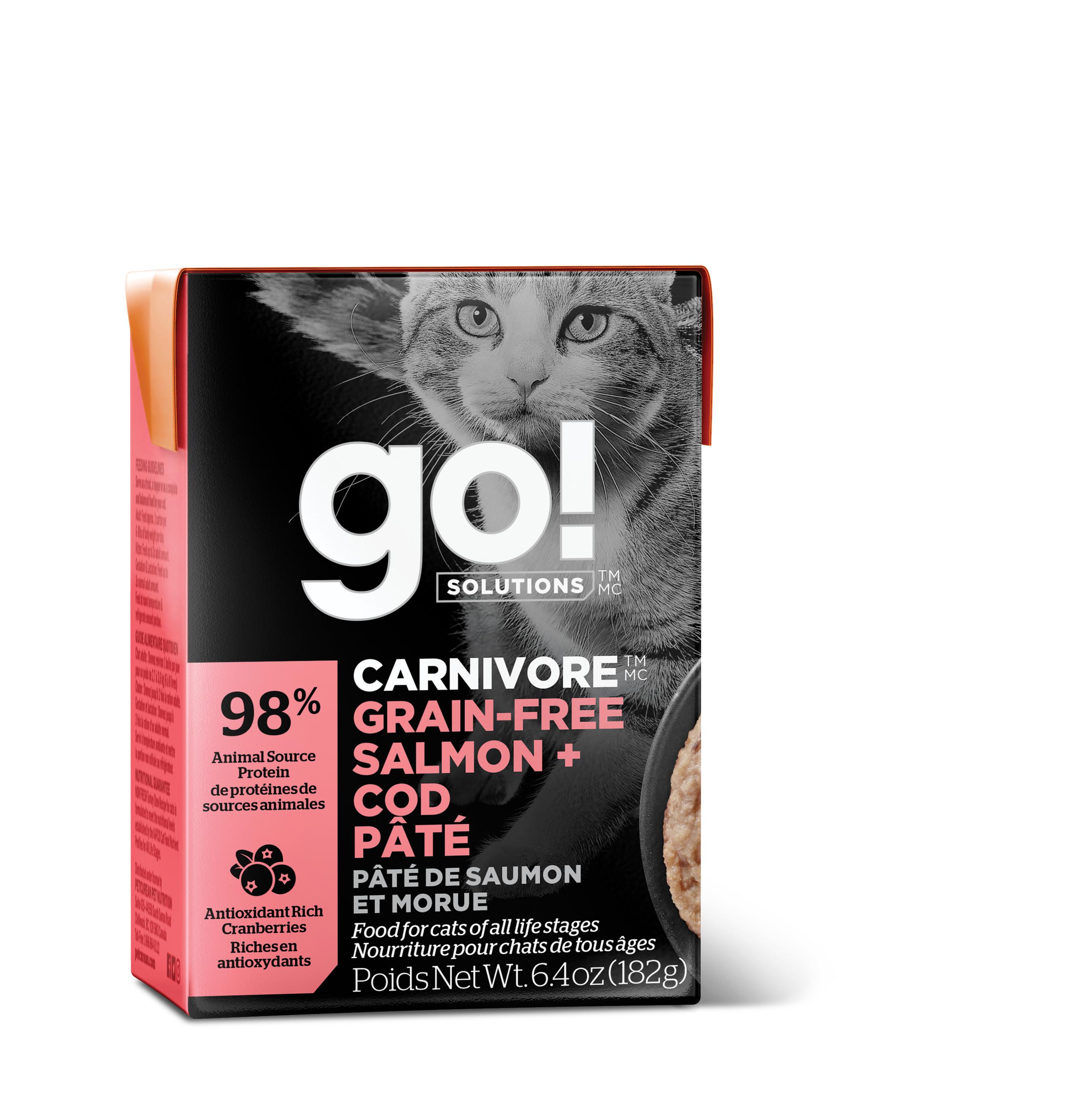 Go! Solutions Carnivore Salmon + Cod Pate Grain-Free Wet Cat Food, 6.4-oz