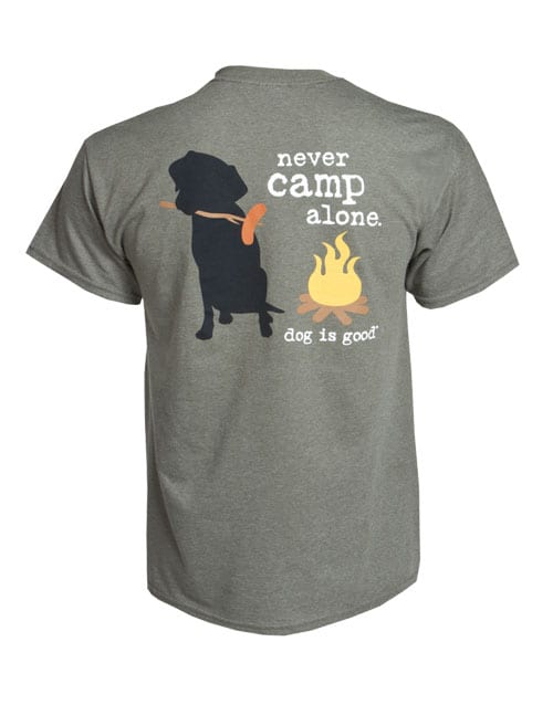 Dog Is Good Never Camp Alone Unisex T-shirt, Green, Small