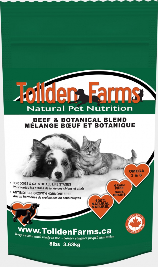 Tollden Farms Beef & Botanical Blend Frozen Cat & Dog Food, 3-lb